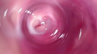 Camera inside my tight creamy pussy, Internal view of my horny vagina